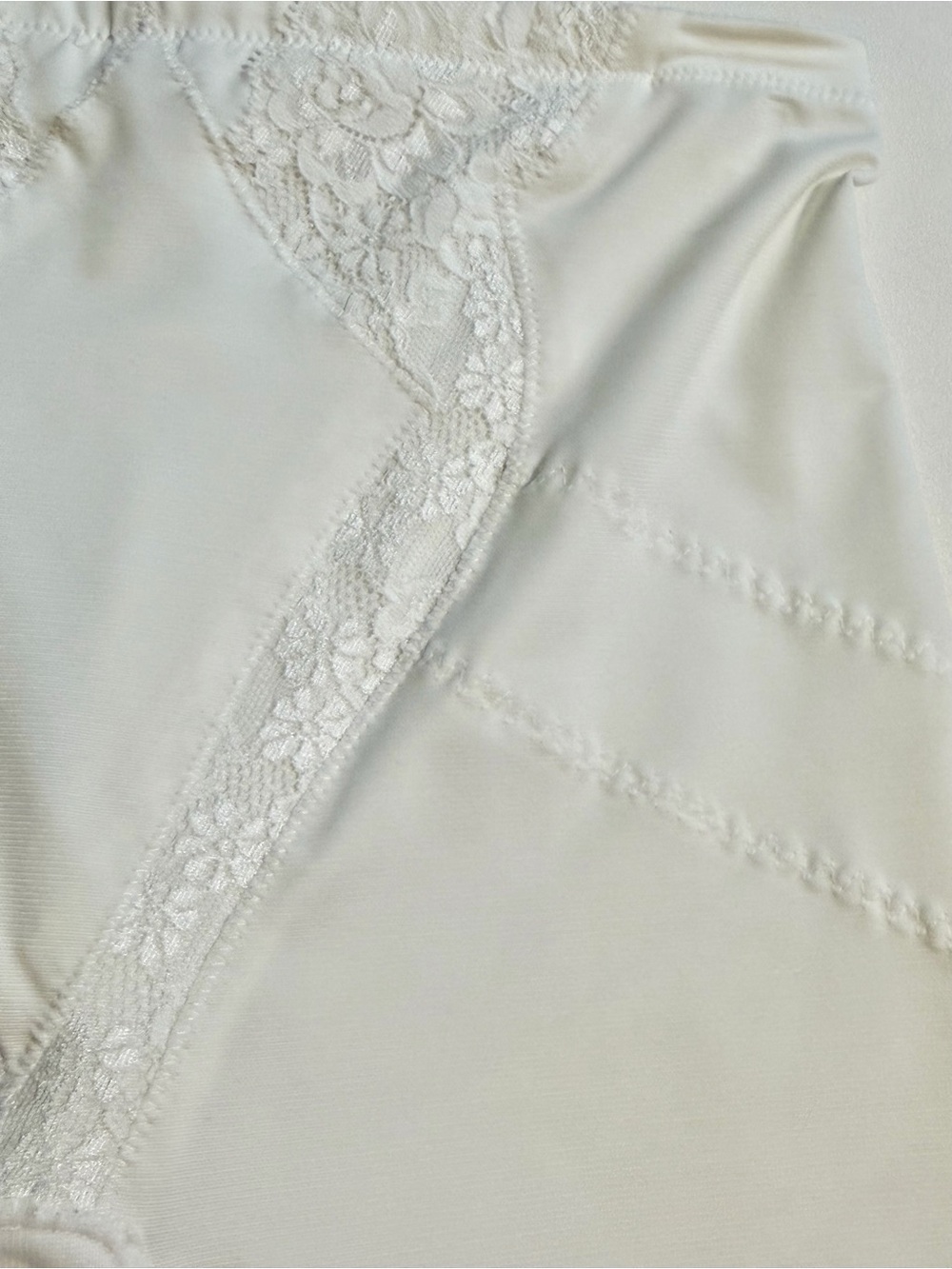White lace girdle shapewear shorts slimming layer slip lingerie long leg retro - Picture 12 of 16